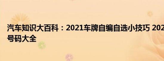 汽车知识大百科：2021车牌自编自选小技巧 2021自编车牌号码大全