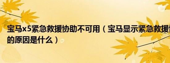 宝马x5紧急救援协助不可用（宝马显示紧急救援协助不可用的原因是什么）