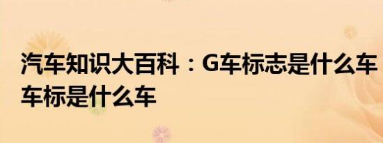 汽车知识大百科：G车标志是什么车 G开头的车标是什么车