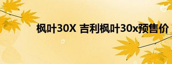 枫叶30X 吉利枫叶30x预售价