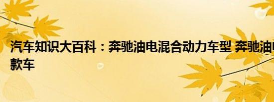 汽车知识大百科：奔驰油电混合动力车型 奔驰油电混动有几款车