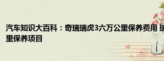 汽车知识大百科：奇瑞瑞虎3六万公里保养费用 瑞虎3 6万公里保养项目