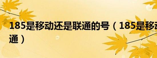 185是移动还是联通的号（185是移动还是联通）