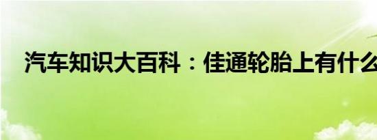 汽车知识大百科：佳通轮胎上有什么标志