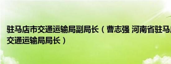 驻马店市交通运输局副局长（曹志强 河南省驻马店市新蔡县交通运输局局长）