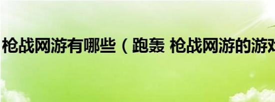 枪战网游有哪些（跑轰 枪战网游的游戏概念）