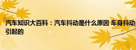 汽车知识大百科：汽车抖动是什么原因 车身抖动是什么原因引起的