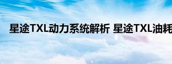 星途TXL动力系统解析 星途TXL油耗多少 