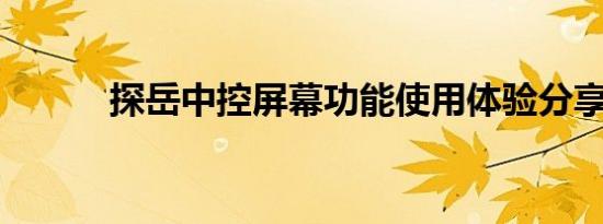 探岳中控屏幕功能使用体验分享