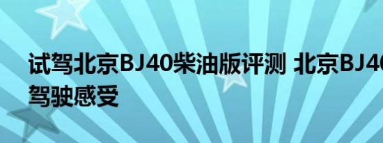 试驾北京BJ40柴油版评测 北京BJ40柴油版驾驶感受