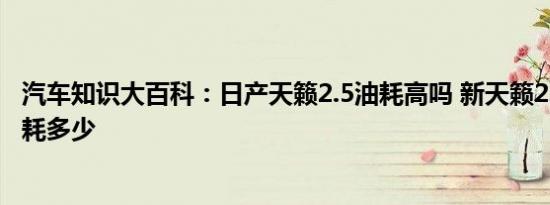 汽车知识大百科：日产天籁2.5油耗高吗 新天籁2.5百公里油耗多少