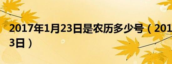 2017年1月23日是农历多少号（2017年1月23日）