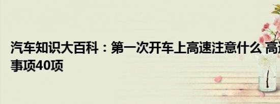 汽车知识大百科：第一次开车上高速注意什么 高速行车注意事项40项