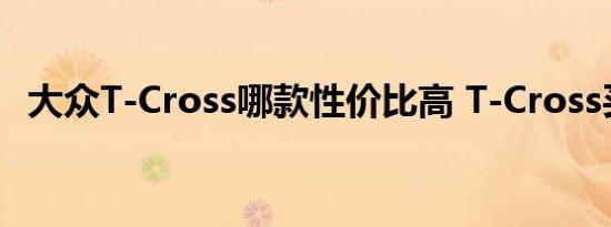 大众T-Cross哪款性价比高 T-Cross买哪款好 