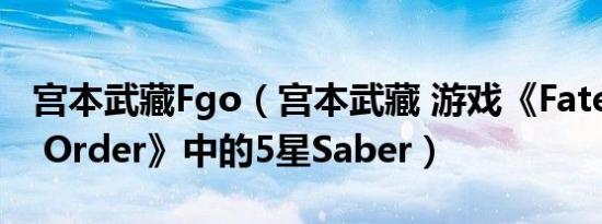 宫本武藏Fgo（宫本武藏 游戏《Fate/Grand Order》中的5星Saber）