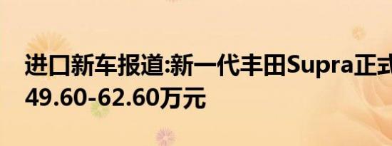 进口新车报道:新一代丰田Supra正式上市 售49.60-62.60万元