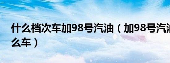 什么档次车加98号汽油（加98号汽油都是什么车）