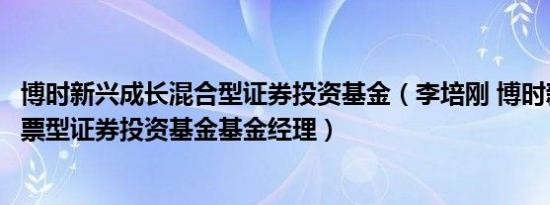 博时新兴成长混合型证券投资基金（李培刚 博时新兴成长股票型证券投资基金基金经理）