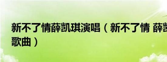 新不了情薛凯琪演唱（新不了情 薛凯琪演唱歌曲）