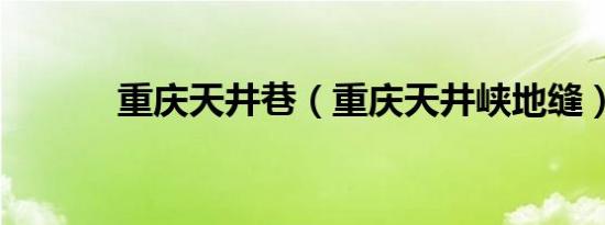 重庆天井巷（重庆天井峡地缝）