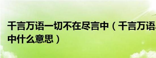 千言万语一切不在尽言中（千言万语尽在不言中什么意思）