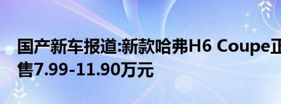 国产新车报道:新款哈弗H6 Coupe正式上市 售7.99-11.90万元