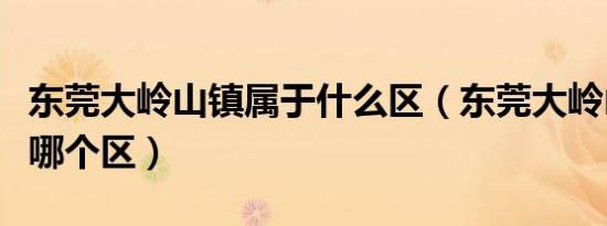 东莞大岭山镇属于什么区（东莞大岭山镇属于哪个区）