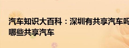 汽车知识大百科：深圳有共享汽车吗 深圳有哪些共享汽车