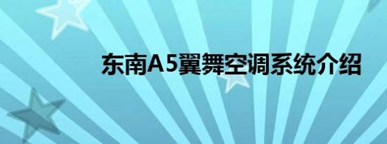 东南A5翼舞空调系统介绍