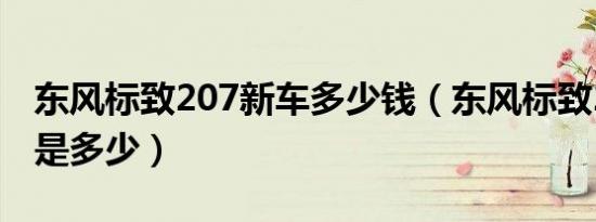 东风标致207新车多少钱（东风标致207价位是多少）