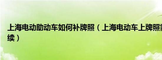 上海电动助动车如何补牌照（上海电动车上牌照需要什么手续）