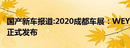 国产新车报道:2020成都车展：WEY坦克300正式发布