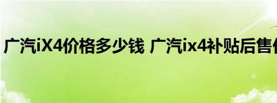 广汽iX4价格多少钱 广汽ix4补贴后售价多少 