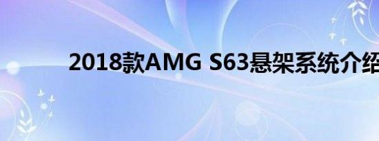 2018款AMG S63悬架系统介绍