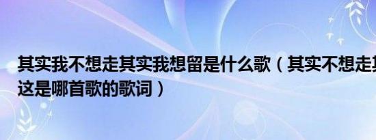 其实我不想走其实我想留是什么歌（其实不想走其实我想留这是哪首歌的歌词）