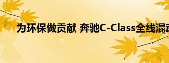 为环保做贡献 奔驰C-Class全线混动化