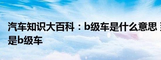 汽车知识大百科：b级车是什么意思 到底什么是b级车