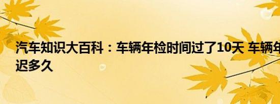 汽车知识大百科：车辆年检时间过了10天 车辆年检可以推迟多久