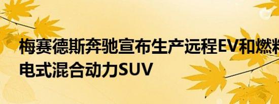 梅赛德斯奔驰宣布生产远程EV和燃料电池插电式混合动力SUV