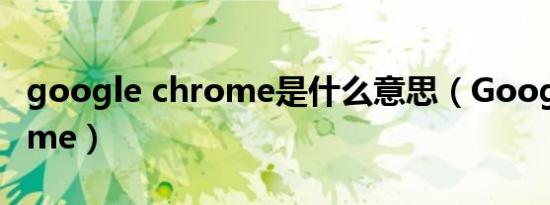 google chrome是什么意思（Google Chrome）