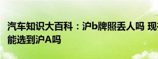 汽车知识大百科：沪b牌照丢人吗 现在车牌还能选到沪A吗