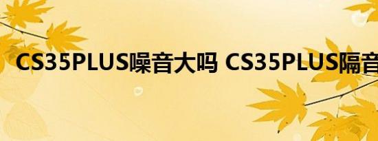 CS35PLUS噪音大吗 CS35PLUS隔音如何 