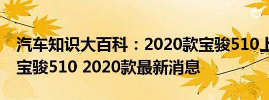 汽车知识大百科：2020款宝骏510上市时间 宝骏510 2020款最新消息