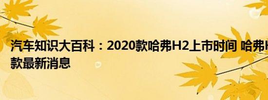 汽车知识大百科：2020款哈弗H2上市时间 哈弗H2 2020年款最新消息