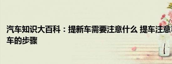 汽车知识大百科：提新车需要注意什么 提车注意事项以及验车的步骤