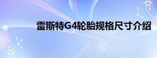 雷斯特G4轮胎规格尺寸介绍