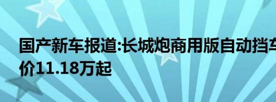 国产新车报道:长城炮商用版自动挡车型预售价11.18万起