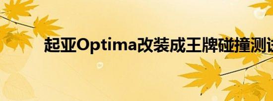 起亚Optima改装成王牌碰撞测试