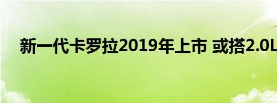 新一代卡罗拉2019年上市 或搭2.0L引擎