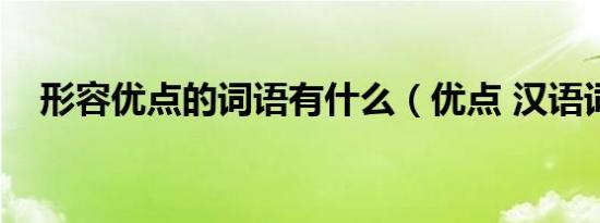 形容优点的词语有什么（优点 汉语词汇）